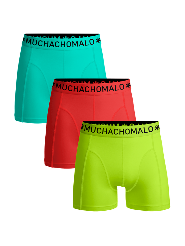 Muchachomalo SOLID1010-590J 3-pack Boxershort  SOLID1010-590J Green/Red/Green