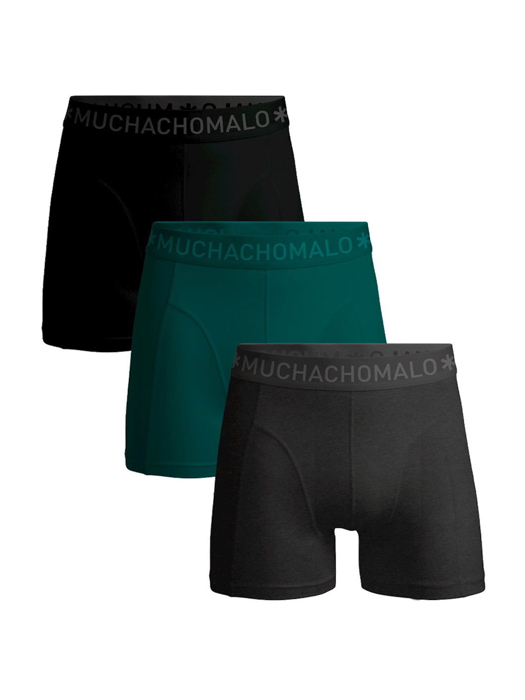 Muchachomalo SOLID1010-598J 3-Pack Boxershort SOLID1010-598J Black/green/Grey Melange